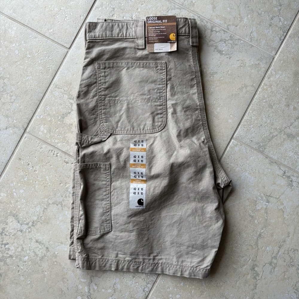 Carhartt B147 LBR Original Fit Canvas Work Short Khaki Men Sz 42